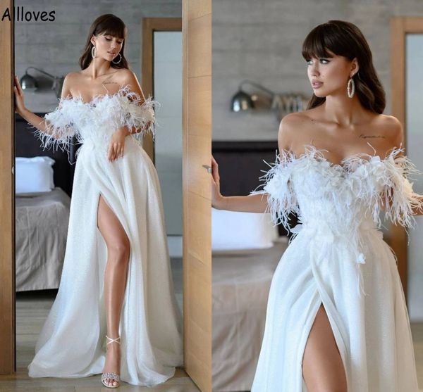 furs white modest a line wedding dresses off the shoulder 3d flowers elegant boho garden bridal gowns side split sweep train robes de mariee
furs white modest a line wedding dresses off the shoulder 3d flowers elegant boho garden bridal gowns side split sweep train robes de mariee
