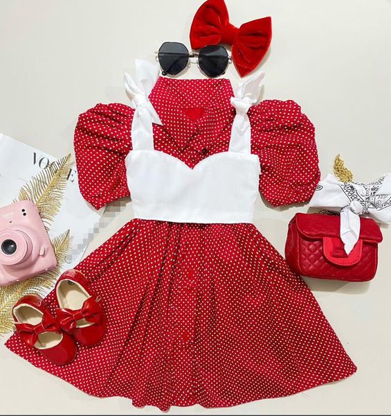 clothing sets girls summer short sleeve red dots shirt dress vest 2pcs for kids baby clothes outfits 230107, White
clothing sets girls summer short sleeve red dots shirt dress vest 2pcs for kids baby clothes outfits 230107, White