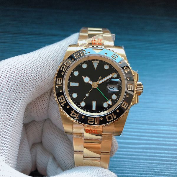 Luxury men's watch GMT black round dial 40mm mixed time mark luminous sapphire crystal glass folding buckle stainless steel 904L automatic mechanical watch, Waterproof
Luxury men's watch GMT black round dial 40mm mixed time mark luminous sapphire crystal glass folding buckle stainless steel 904L automatic mechanical watch, Waterproof