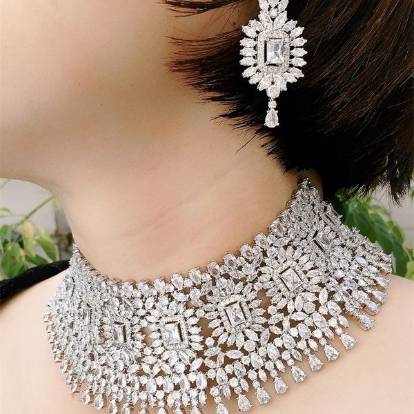 earrings necklace janekelly 4pcs bridal zirconia full jewelry sets for women party luxury dubai nigeria cz crystal wedding b230107, Silver
earrings necklace janekelly 4pcs bridal zirconia full jewelry sets for women party luxury dubai nigeria cz crystal wedding b230107, Silver