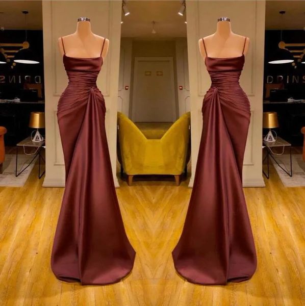 2023 burgundy mermaid prom dresses satin designer spaghetti straps custom made sweep train evening gown formal occasion wear vestidos plus s, Black
2023 burgundy mermaid prom dresses satin designer spaghetti straps custom made sweep train evening gown formal occasion wear vestidos plus s, Black