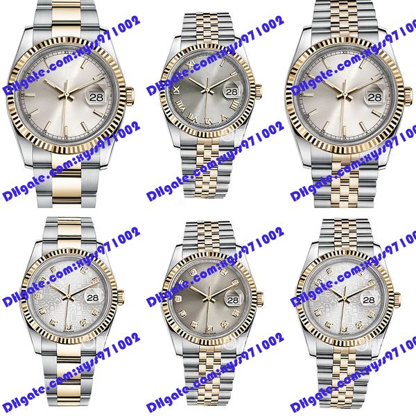 6 model silver men's watch 2813 automatic women's watch 116233 36mm gray dial gold stainless steel strap sapphire glass wristwatch, Slivery;brown
6 model silver men's watch 2813 automatic women's watch 116233 36mm gray dial gold stainless steel strap sapphire glass wristwatch, Slivery;brown