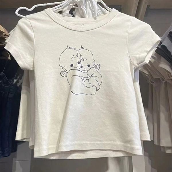 women s t shirt angel print slim crop women summer casual short sleeve o neck t shirts female vintage streetwear sweet baby tee y2k clothes, White
women s t shirt angel print slim crop women summer casual short sleeve o neck t shirts female vintage streetwear sweet baby tee y2k clothes, White