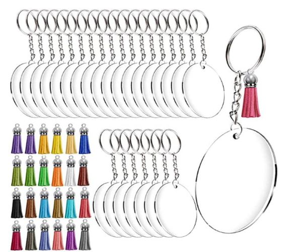 niceco acrylic keychain blanks transparent round acrylic clear discs circles wmetal split key chain rings colorful tassel pen8455016, Silver
niceco acrylic keychain blanks transparent round acrylic clear discs circles wmetal split key chain rings colorful tassel pen8455016, Silver