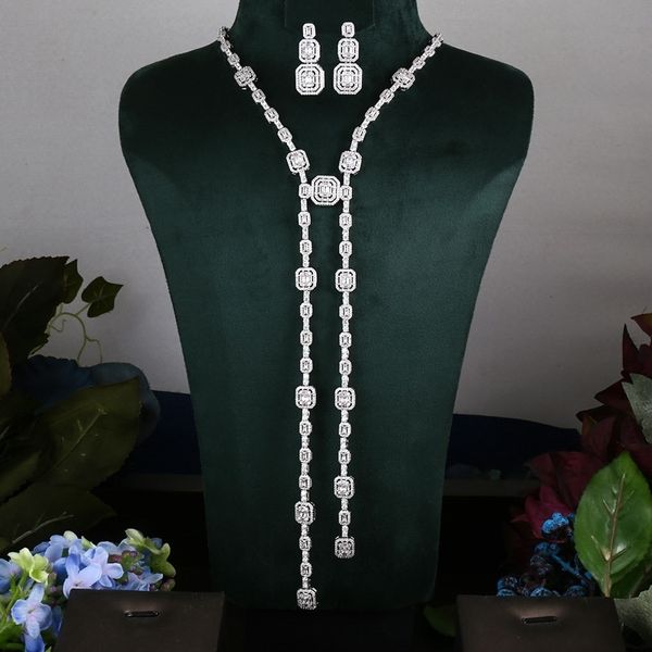 earrings necklace janekelly 2pcs bridal zirconia full jewelry sets for women party luxury dubai nigeria cz crystal wedding c230107, Silver
earrings necklace janekelly 2pcs bridal zirconia full jewelry sets for women party luxury dubai nigeria cz crystal wedding c230107, Silver