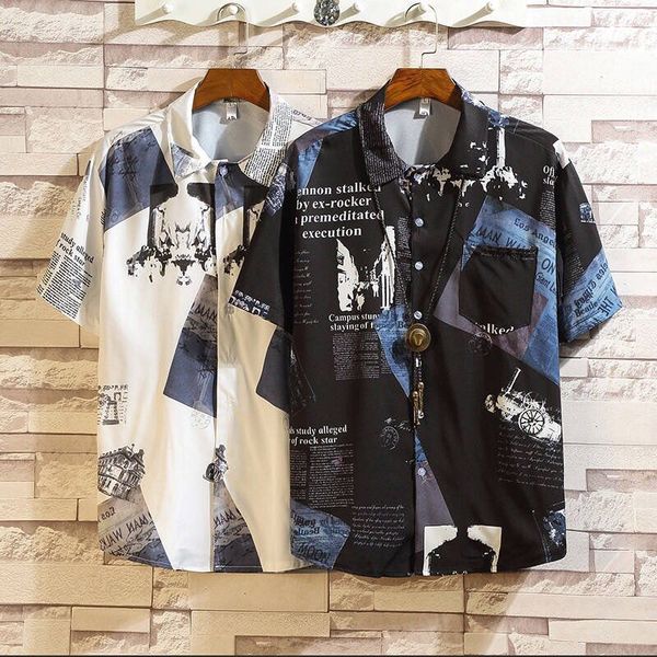 men s casual shirts short sleeved shirts thin print t male and female polo youth personality 230107, White;black
men s casual shirts short sleeved shirts thin print t male and female polo youth personality 230107, White;black