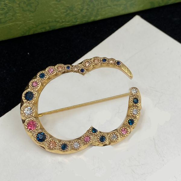 vintage colored diamond pins double letters designer brooches colorful rhinestone brooch with box, Gray
vintage colored diamond pins double letters designer brooches colorful rhinestone brooch with box, Gray