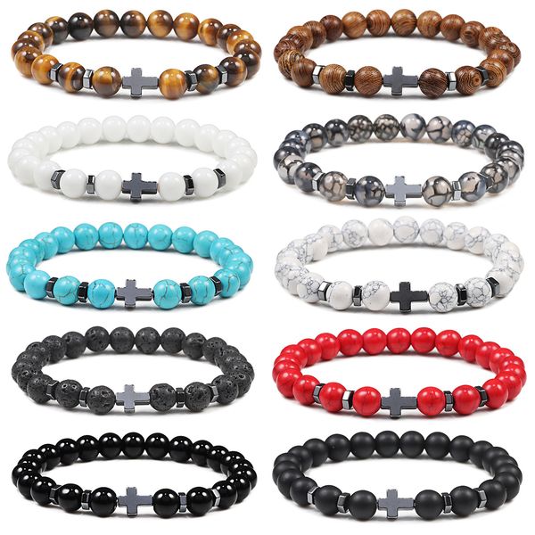 fashion cross charms black stone beaded strand bracelet natural stone tiger's eye elasticity bracelet for women men jewelry
fashion cross charms black stone beaded strand bracelet natural stone tiger's eye elasticity bracelet for women men jewelry