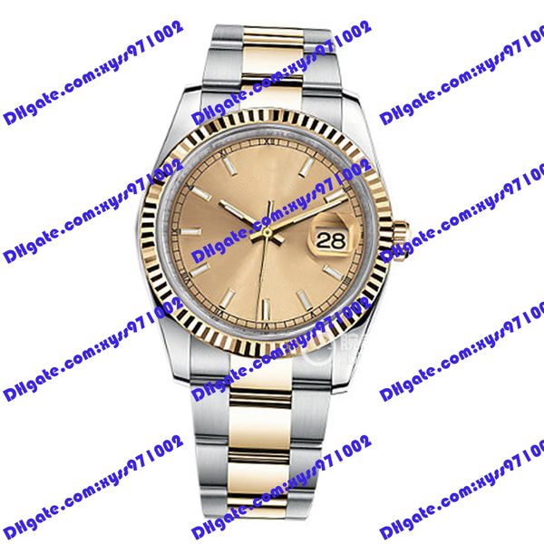 highquality factory men's watch 2813 automatic mechanical watch 116233 36mm gold dial stainless steel strap sapphire glass wristwatch 1, Slivery;brown
highquality factory men's watch 2813 automatic mechanical watch 116233 36mm gold dial stainless steel strap sapphire glass wristwatch 1, Slivery;brown