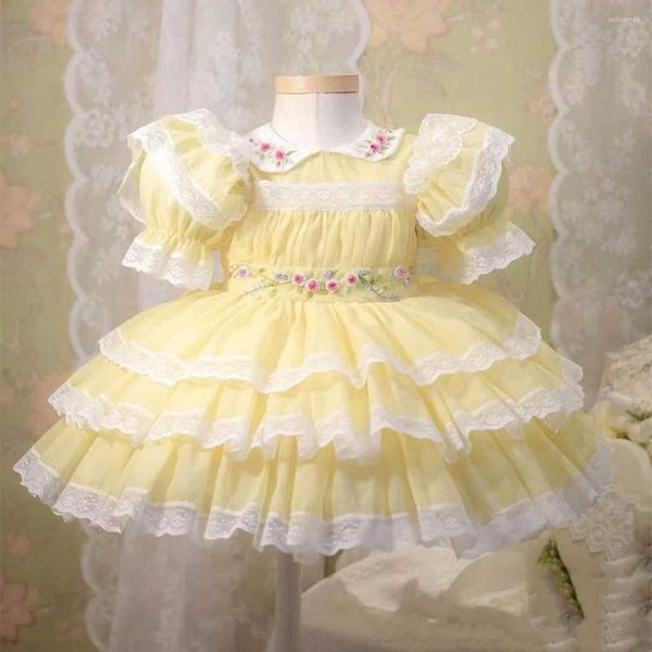 Girl Dresses 0-8Y Baby Summer Vintage Lolita Yellow Handmade wer Embroidery Princess Ball Gown Dress For Birthday Eid Holiday Party, Brown
Girl Dresses 0-8Y Baby Summer Vintage Lolita Yellow Handmade wer Embroidery Princess Ball Gown Dress For Birthday Eid Holiday Party, Brown
