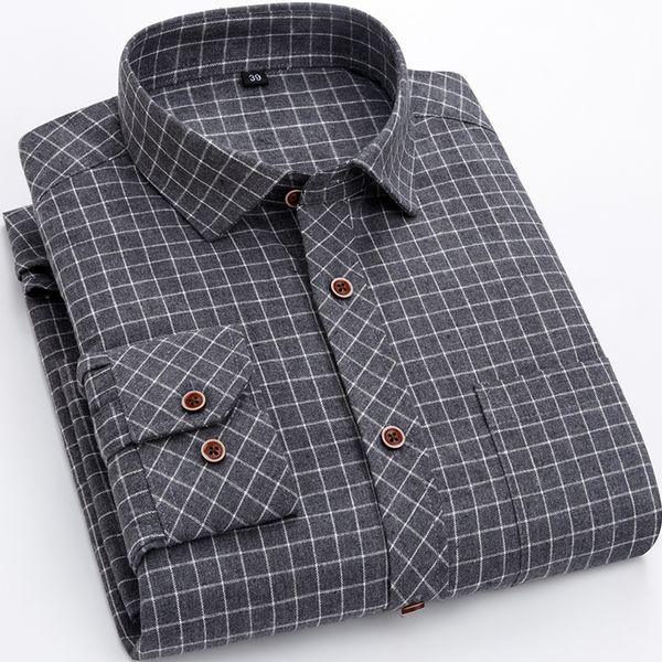 men's casual shirts plaid checkered long sleeve brushed single patch pocket fashion chemise homme standardfit striped shirt 230107, White;black
men's casual shirts plaid checkered long sleeve brushed single patch pocket fashion chemise homme standardfit striped shirt 230107, White;black