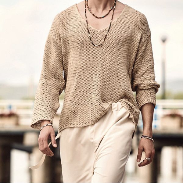 men's tshirts autumn men long sleeve t shirt vintage solid knitting mens casual loose v neck tee fashion male knitted clothing streetw, White;black
men's tshirts autumn men long sleeve t shirt vintage solid knitting mens casual loose v neck tee fashion male knitted clothing streetw, White;black