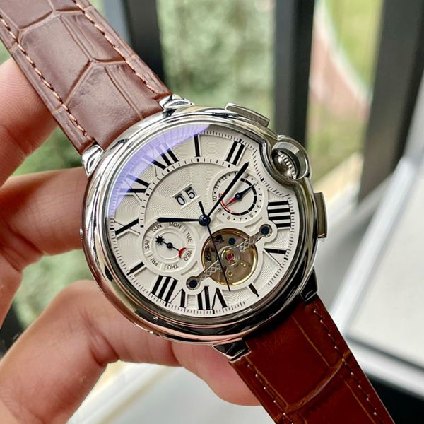 watch mens watch tourbillon watchs automatic mechanical watches design sapphire folding leather strap wristband waterproof 44mm multiple col, Slivery;brown
watch mens watch tourbillon watchs automatic mechanical watches design sapphire folding leather strap wristband waterproof 44mm multiple col, Slivery;brown