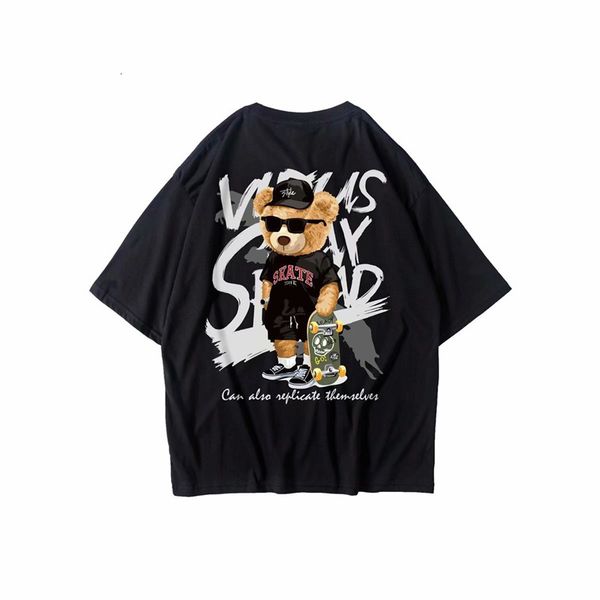 men's tshirts fashion skateboard bear anime print t shirt aesthetic japanese tshirt harajuku streetwear y2k clothes 230109, White;black
men's tshirts fashion skateboard bear anime print t shirt aesthetic japanese tshirt harajuku streetwear y2k clothes 230109, White;black