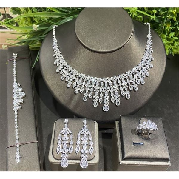 earrings necklace janekelly 4pcs bridal zirconia full jewelry sets for women party luxury dubai nigeria cz crystal wedding z230107, Silver
earrings necklace janekelly 4pcs bridal zirconia full jewelry sets for women party luxury dubai nigeria cz crystal wedding z230107, Silver
