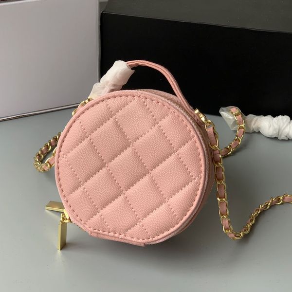 womens pink mini round bags with handle mirror lined vanity caviar cowhide classic diamond quilted hardware chain crossbody wallets designer
womens pink mini round bags with handle mirror lined vanity caviar cowhide classic diamond quilted hardware chain crossbody wallets designer