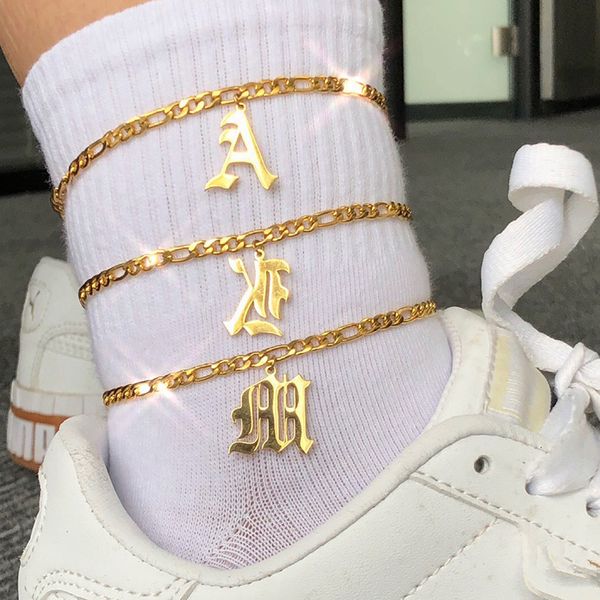anklets a z initial bracelet for women stainless steel old english letter ankle summer accessories foot jewelry 230107, Red;blue
anklets a z initial bracelet for women stainless steel old english letter ankle summer accessories foot jewelry 230107, Red;blue