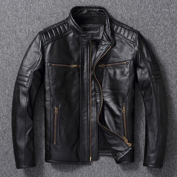 men's leather faux 100pure cowhide motorcycle jackets luxury genuine black short spring aut 230109
men's leather faux 100pure cowhide motorcycle jackets luxury genuine black short spring aut 230109