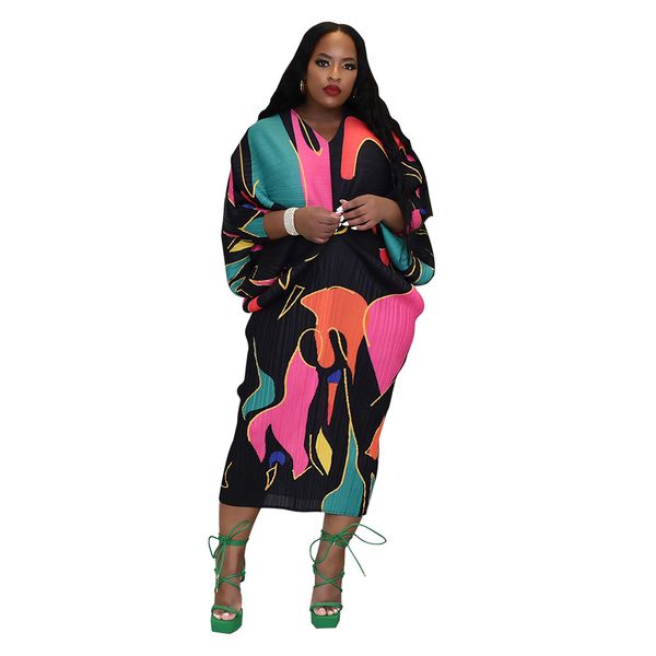 women casual dresses floral print pleated bat sleeve elegant stretchy flowy ruched midi dress for party club, Black;gray
women casual dresses floral print pleated bat sleeve elegant stretchy flowy ruched midi dress for party club, Black;gray