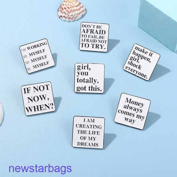 manufacturer gift wholesale if not now when badge alloy jewelry english letter series brooch, Gray