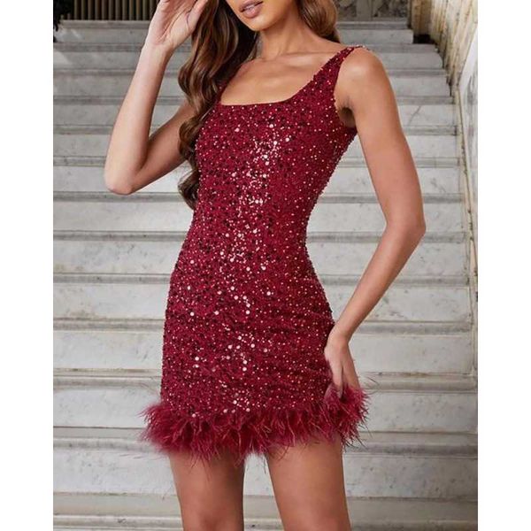 party dresses 2023 beaded wool dress sequin slim waist sleeveless feather skirt, White;black
party dresses 2023 beaded wool dress sequin slim waist sleeveless feather skirt, White;black