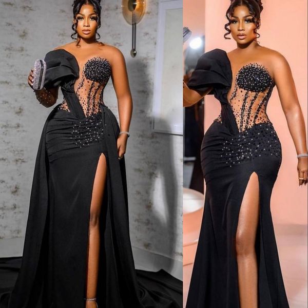 2023 black mermaid prom dresses with detachable train crystal sequined prom gowns long sleeves sheer bateau neck side split overskirts forma
2023 black mermaid prom dresses with detachable train crystal sequined prom gowns long sleeves sheer bateau neck side split overskirts forma