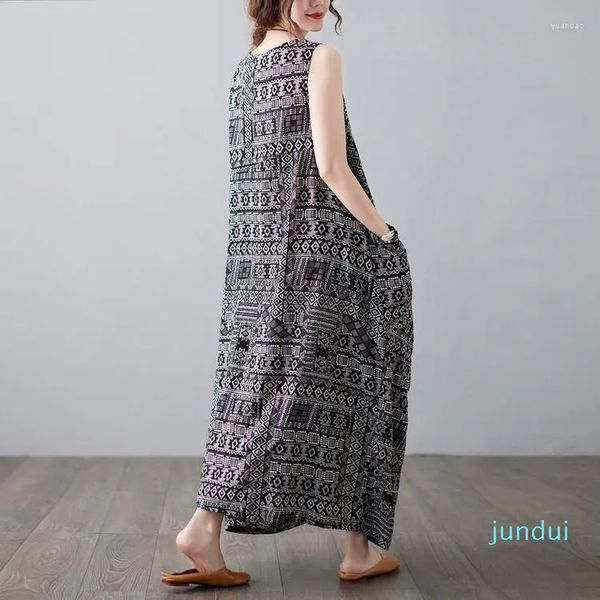 casual dresses sleeveless cotton women dress 2023 summer o neck big size korean style printed, Black;gray
casual dresses sleeveless cotton women dress 2023 summer o neck big size korean style printed, Black;gray