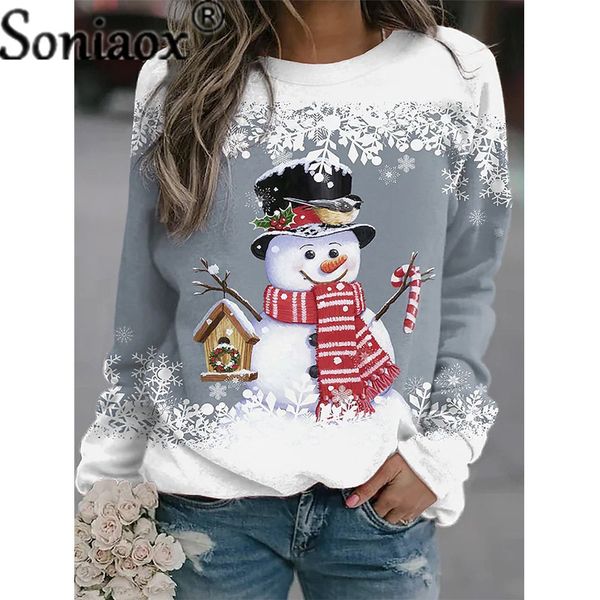 women's tshirt 3d effects christmas snowman cartoon print tshirt vintage o neck long sleeves loose female clothes basic lady tees 2301, White
women's tshirt 3d effects christmas snowman cartoon print tshirt vintage o neck long sleeves loose female clothes basic lady tees 2301, White