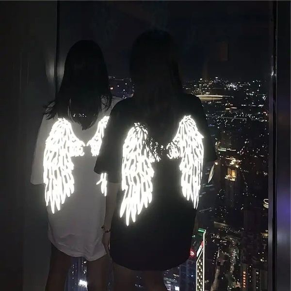 women's tshirt summer reflective wings harajuku shortsleeved tshirt male and female couples hiphop loose 5point sleeve goth 230110, White
women's tshirt summer reflective wings harajuku shortsleeved tshirt male and female couples hiphop loose 5point sleeve goth 230110, White