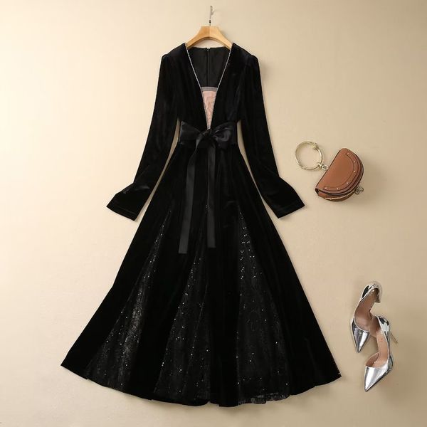 milan runway dress 2023 spring summer v neck long sleeve fashion designer dresses brand same style dress 0110-10, Black;pink
milan runway dress 2023 spring summer v neck long sleeve fashion designer dresses brand same style dress 0110-10, Black;pink