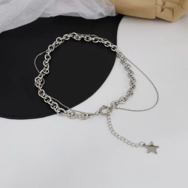 necklaces bracelet designer jewelry multi-layered geometric alloy necklace creative exaggeration simple star pendant titanium steel necklace, Silver
necklaces bracelet designer jewelry multi-layered geometric alloy necklace creative exaggeration simple star pendant titanium steel necklace, Silver