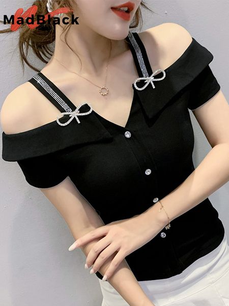 women's tshirt madblack summer european clothes chic off shoulder diamond elegant cotton short sleeve tees t14507a 230110, White
women's tshirt madblack summer european clothes chic off shoulder diamond elegant cotton short sleeve tees t14507a 230110, White