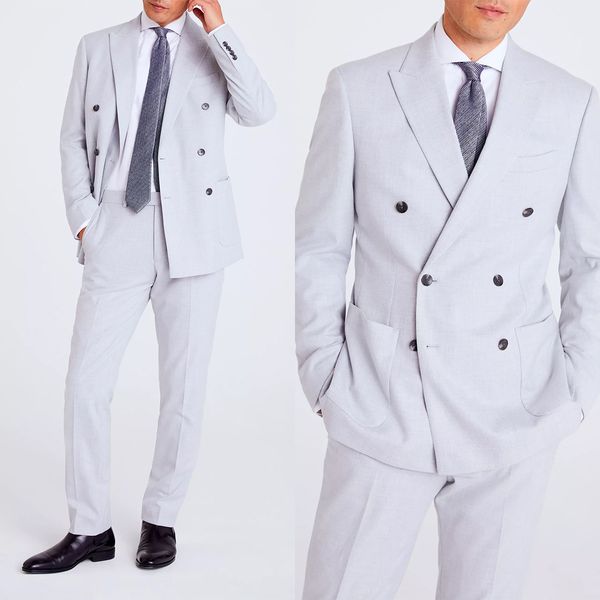 two pieces wedding tuxedos men suits white gray modern formal double breasted customized fit peaked lapel pockets bridegroom three packets, Black;gray
two pieces wedding tuxedos men suits white gray modern formal double breasted customized fit peaked lapel pockets bridegroom three packets, Black;gray