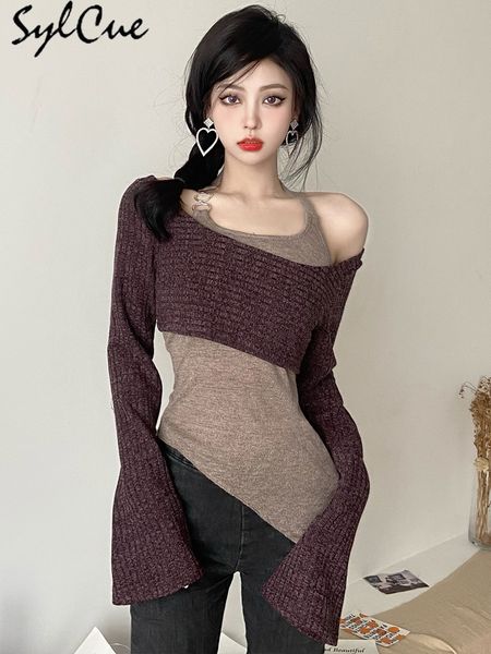 women's tshirt sylcue intellectual elegant simple solid color fake two pieces casual knitted elastic breathable long 230110, White
women's tshirt sylcue intellectual elegant simple solid color fake two pieces casual knitted elastic breathable long 230110, White