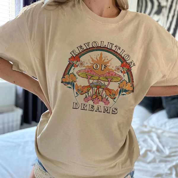 women's tshirt mystical mushroom floral print vintage aesthetic tee shirt 70s hippie loose short sleeve woman tshirts cute witch tshirt, White
women's tshirt mystical mushroom floral print vintage aesthetic tee shirt 70s hippie loose short sleeve woman tshirts cute witch tshirt, White