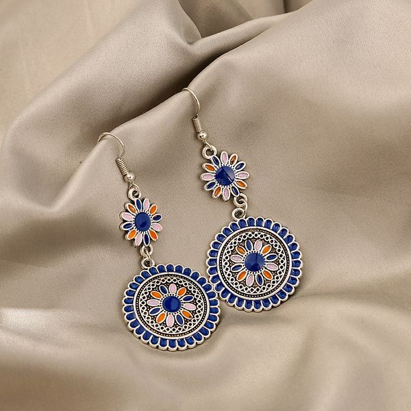 exaggerated dangle retro bohemian earrings alloy oil drop round sunflower ear hook retro ethnic style earrings, Silver
exaggerated dangle retro bohemian earrings alloy oil drop round sunflower ear hook retro ethnic style earrings, Silver