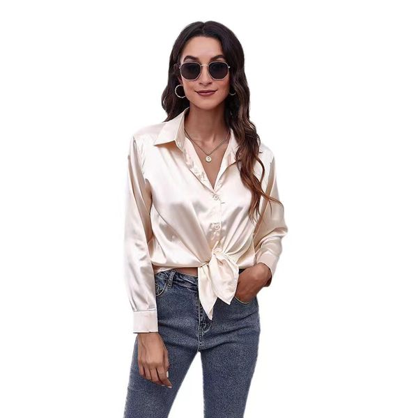 women satin silk blouses v neck button down long sleeve casual summer dressy for work professional, White
women satin silk blouses v neck button down long sleeve casual summer dressy for work professional, White