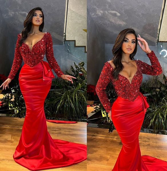 elegant red mermaid prom dresses deep v neck sequined party dresses long sleeves custom made evening dress, Black;red
elegant red mermaid prom dresses deep v neck sequined party dresses long sleeves custom made evening dress, Black;red