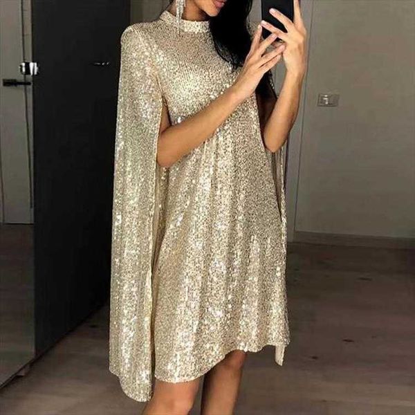 womens clothing sequin long sleeve split dress small stand collar gown cape, Black;gray
womens clothing sequin long sleeve split dress small stand collar gown cape, Black;gray