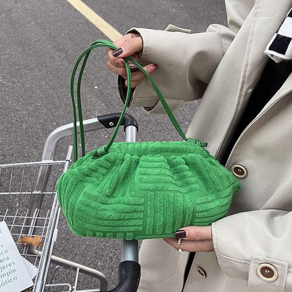 evening bags brand green towel fabric women singleshoulder fashion plaeted cloud ladies casual handbag female messenger 230109
evening bags brand green towel fabric women singleshoulder fashion plaeted cloud ladies casual handbag female messenger 230109