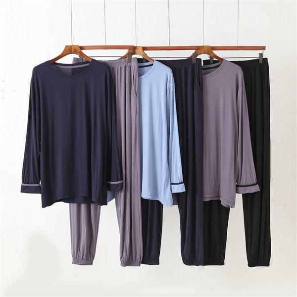 men's sleepwear plus size 100 kg pajamas sets modal cotton o neck long sleeves man casual sleep trousers home clothes suit 230111, Black;brown
men's sleepwear plus size 100 kg pajamas sets modal cotton o neck long sleeves man casual sleep trousers home clothes suit 230111, Black;brown