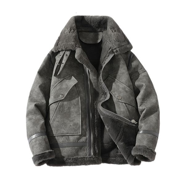men's jackets fashion lamb wool coat fur integrated lapel workwear jacket winter loose thick warm keeping cotton clothing 230110, Black;brown
men's jackets fashion lamb wool coat fur integrated lapel workwear jacket winter loose thick warm keeping cotton clothing 230110, Black;brown