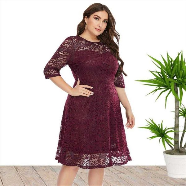 spring and summer large size casual dresses womens round neck lace dress mid, Black;gray
spring and summer large size casual dresses womens round neck lace dress mid, Black;gray