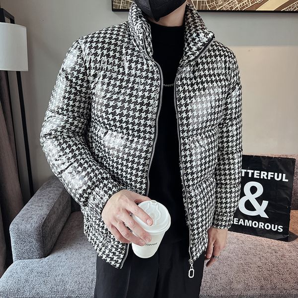 men's jackets winter houndstooth trend cotton coat korean print thermal ladies casual 230110, Black;brown
men's jackets winter houndstooth trend cotton coat korean print thermal ladies casual 230110, Black;brown