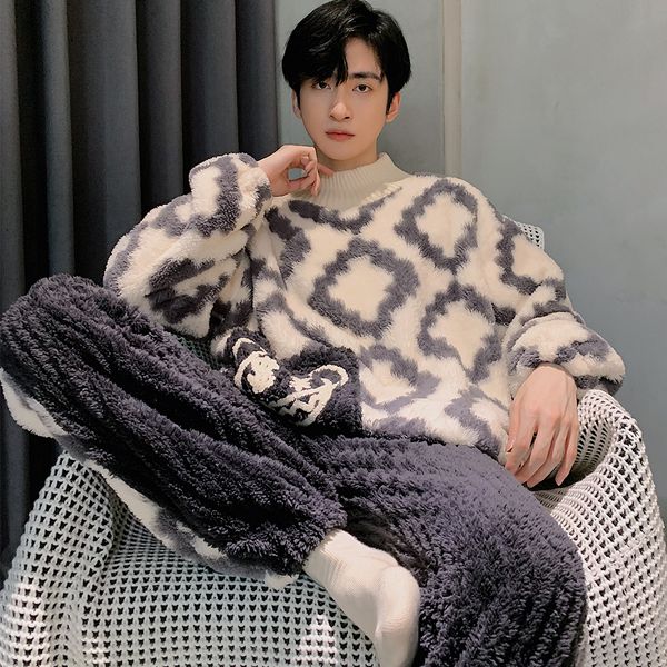 men's sleepwear quheng winter thick warm long sleeve flannel pajama sets for men cartoon coral velvet suit pyjamas homewear clothes 230, Black;brown
men's sleepwear quheng winter thick warm long sleeve flannel pajama sets for men cartoon coral velvet suit pyjamas homewear clothes 230, Black;brown