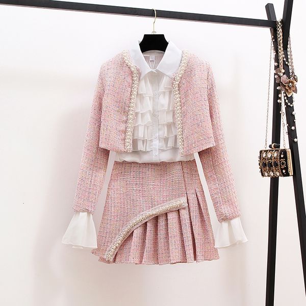 women's knits tees women autumn winter 3 piece sets lady fashion elegant slim coat skirt shirt three piece suit tweed 230110, White
women's knits tees women autumn winter 3 piece sets lady fashion elegant slim coat skirt shirt three piece suit tweed 230110, White