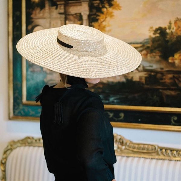 women natural wheat straw hat ribbon tie 15cm brim boater hat derby beach sun hat cap lady summer wide brim uv protect hats cx200714, Blue;gray
women natural wheat straw hat ribbon tie 15cm brim boater hat derby beach sun hat cap lady summer wide brim uv protect hats cx200714, Blue;gray