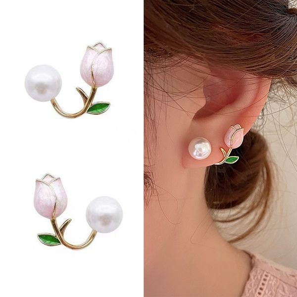 12pair pink tulip flower pearl stud earrings for women party christmas jewelry gift, Golden
12pair pink tulip flower pearl stud earrings for women party christmas jewelry gift, Golden