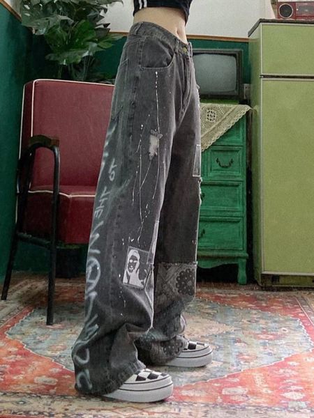 women's jeans houzhou grunge vintage women fashion streetwear patchwork baggy denim pants harajuku hippie casual wide leg trousers 2301, Blue
women's jeans houzhou grunge vintage women fashion streetwear patchwork baggy denim pants harajuku hippie casual wide leg trousers 2301, Blue