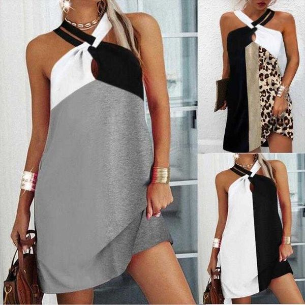 summer womens casual dresses loose printed sleeveless knee length halter a line, Black;gray
summer womens casual dresses loose printed sleeveless knee length halter a line, Black;gray